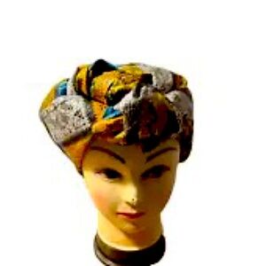 Blue, Orange and Black African Print Ankara Head wrap, Tie, scarf